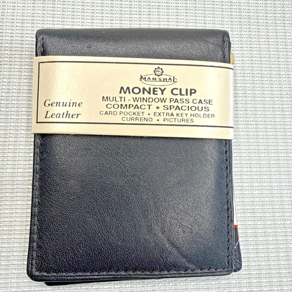 Marshal Genuine Soft Leather Bifold Black Money Clip - New